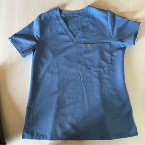 FIGS V-Neck Ceil Blue One Pocket Scrub Top, Ladies Small